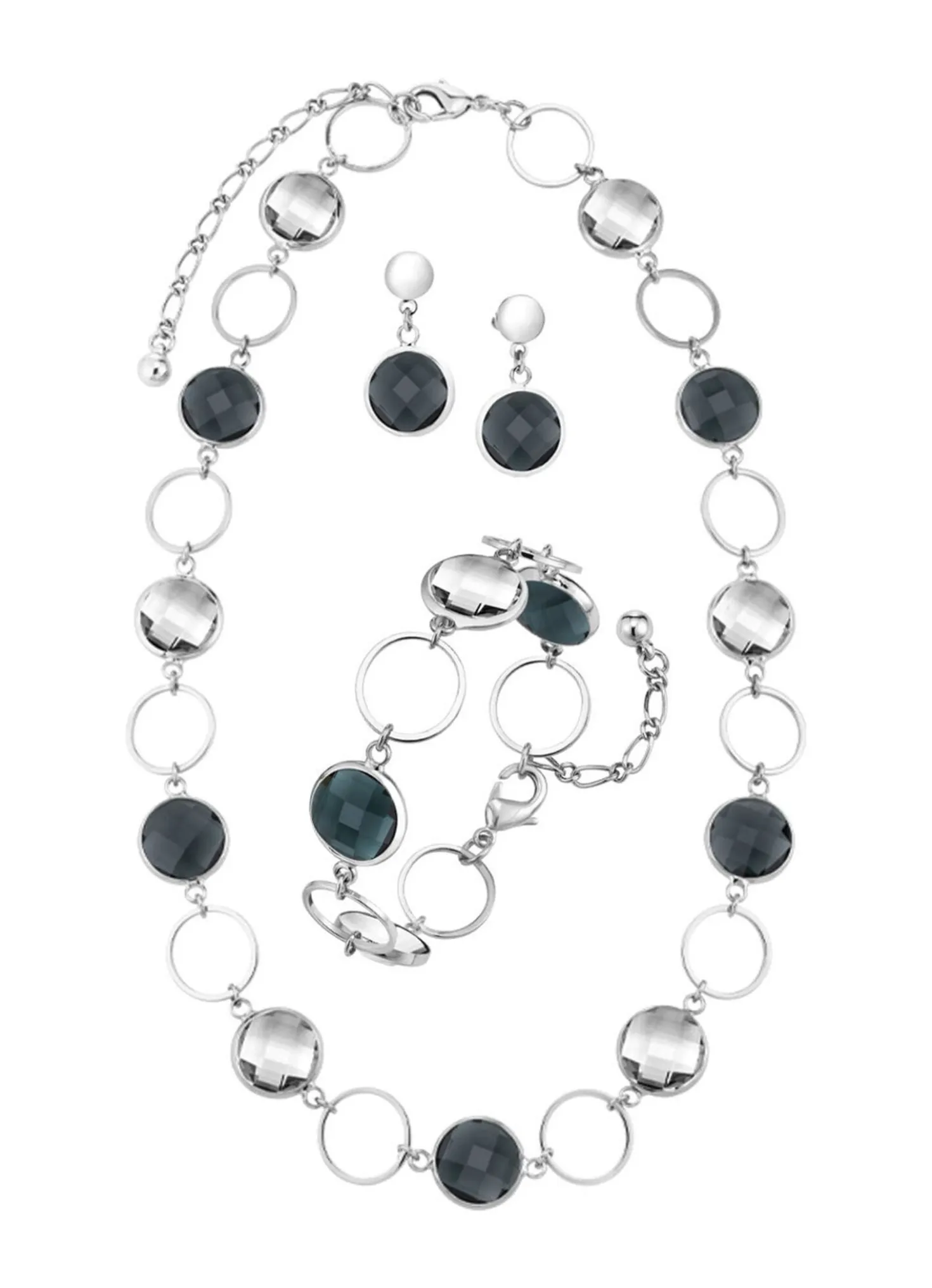 Schmuckset, 3-teilig, mit Kristallsteinen