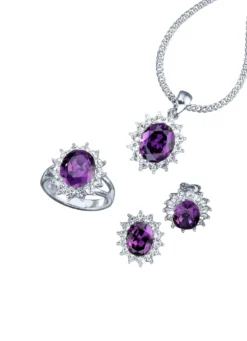 Schmuck-Set, 4-teilig mit Weißgoldauflage