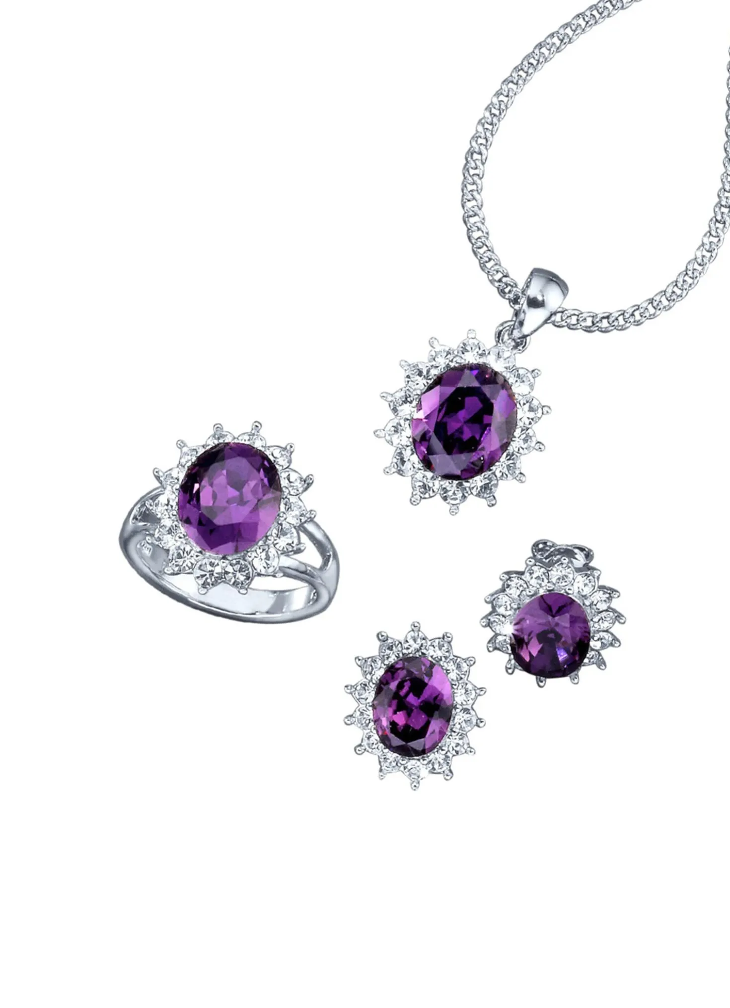 Schmuck-Set, 4-teilig mit Weißgoldauflage