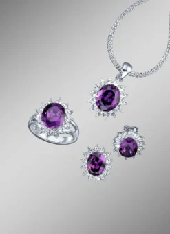 Schmuck-Set, 4-teilig mit Weißgoldauflage