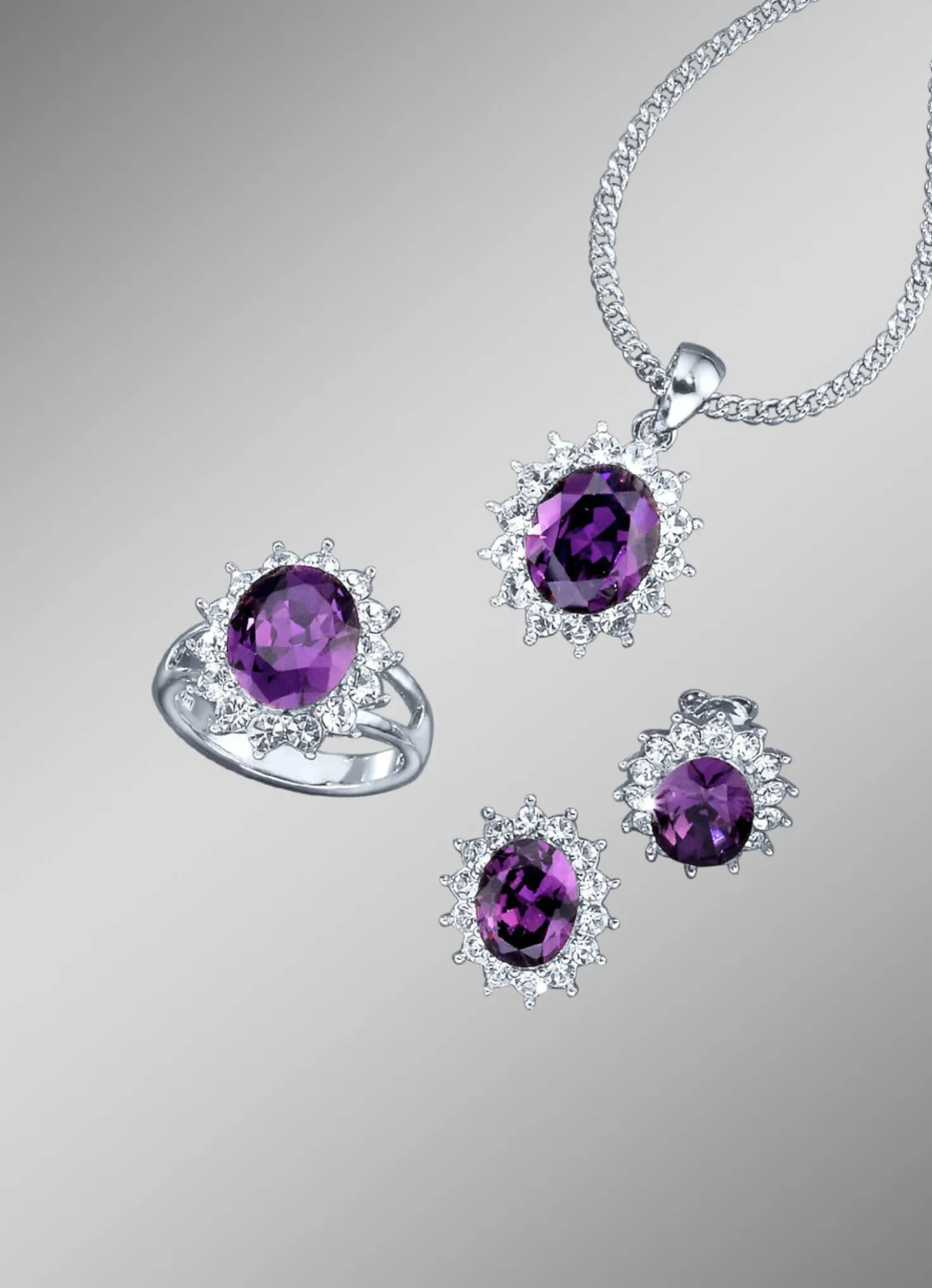 Schmuck-Set, 4-teilig mit Weißgoldauflage