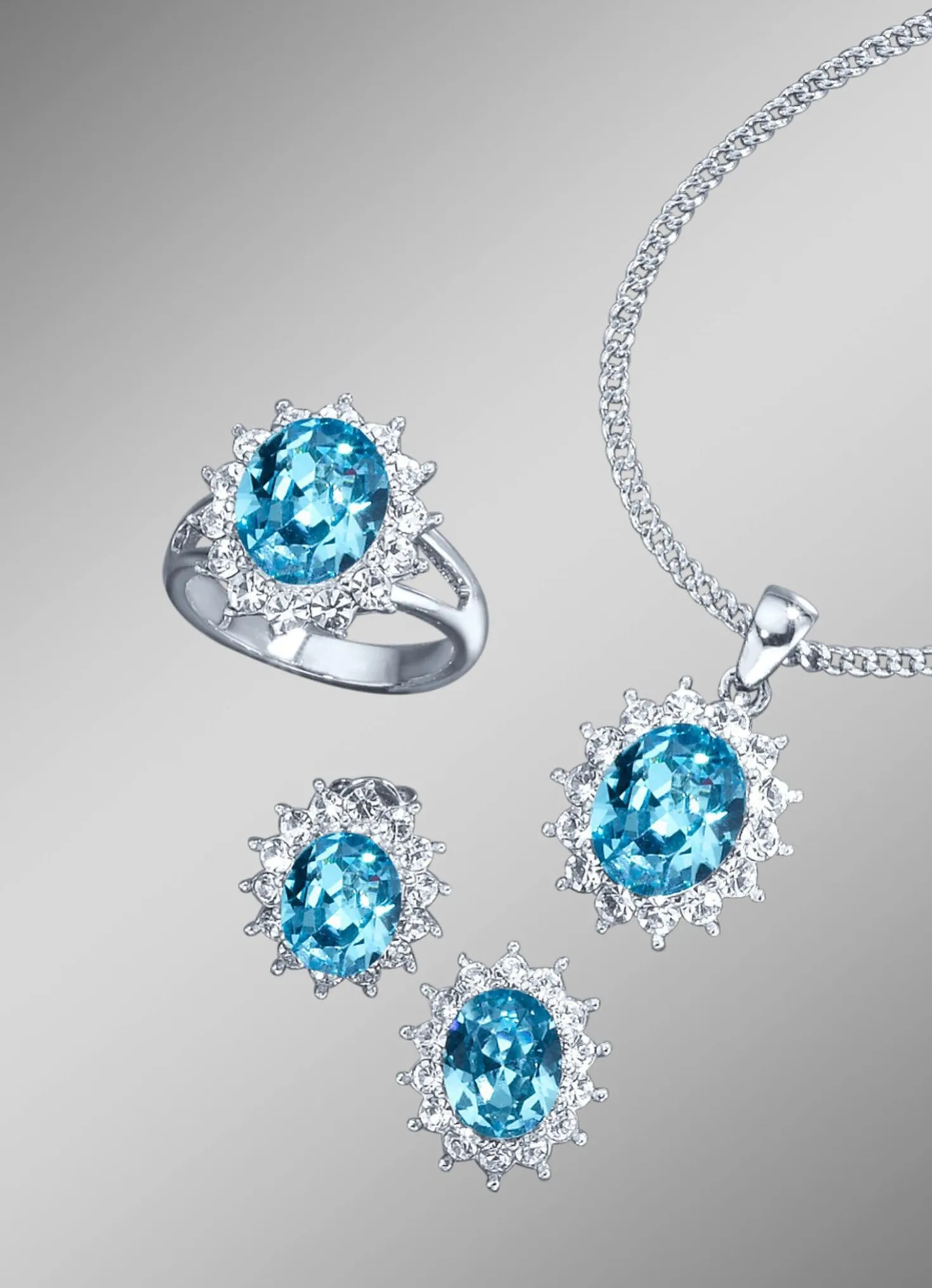 Schmuck-Set, 4-teilig mit Weißgoldauflage