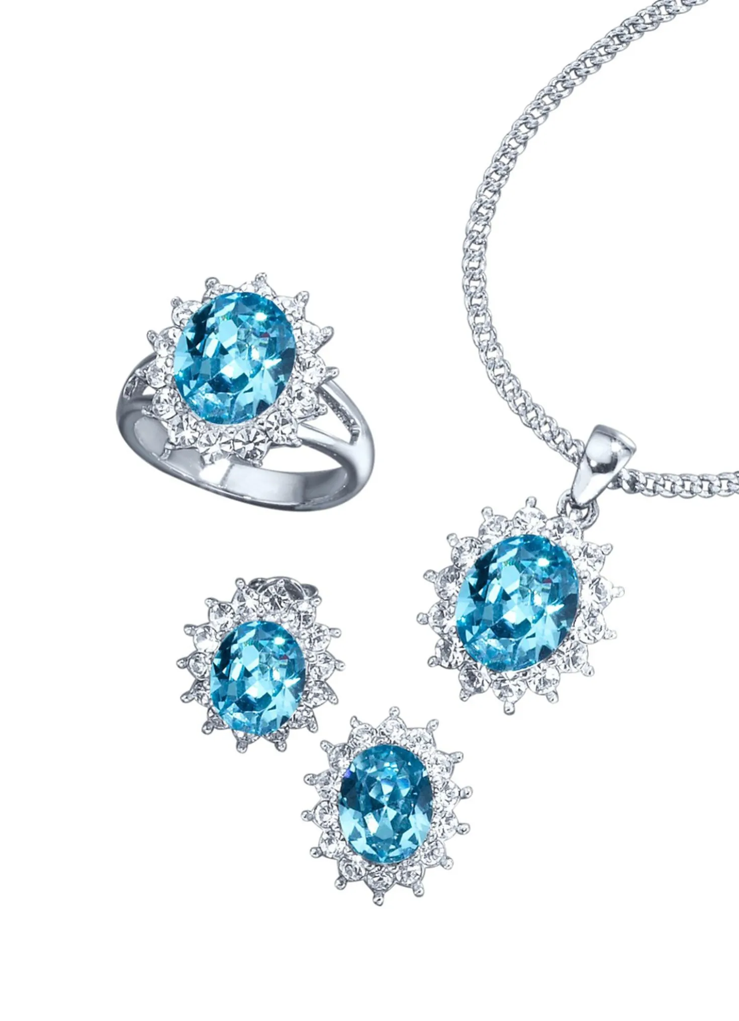 Schmuck-Set, 4-teilig mit Weißgoldauflage