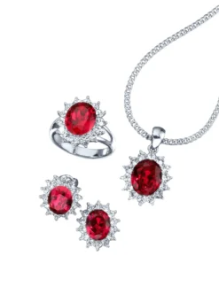 Schmuck-Set, 4-teilig mit Weißgoldauflage