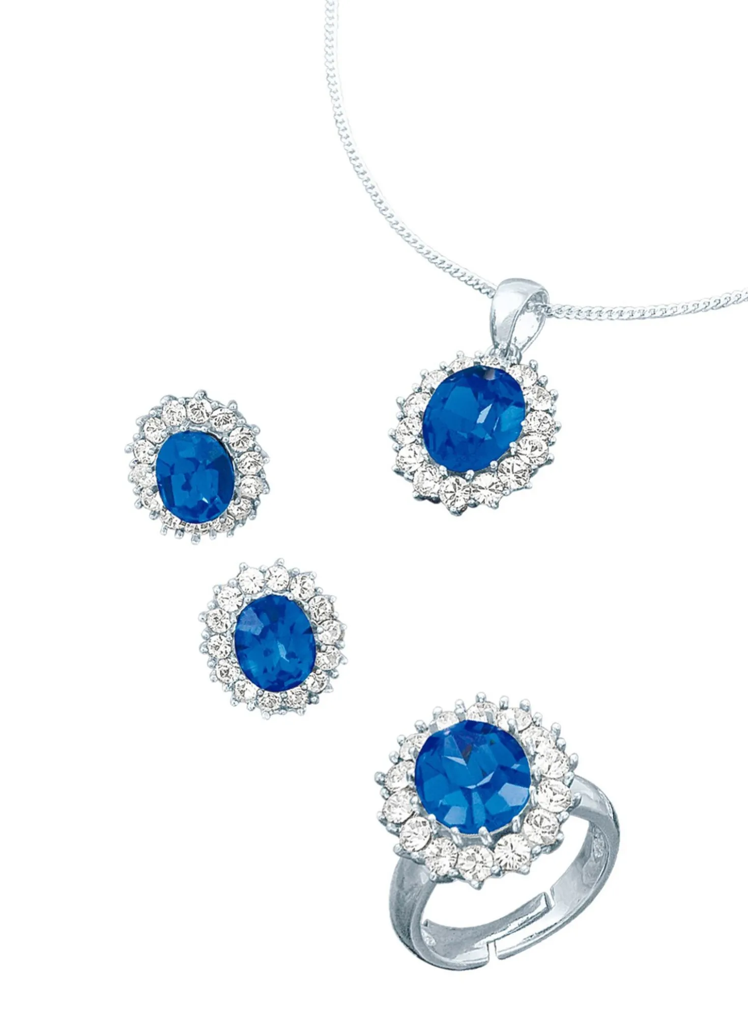 Schmuck-Set, 4-teilig mit Weißgoldauflage