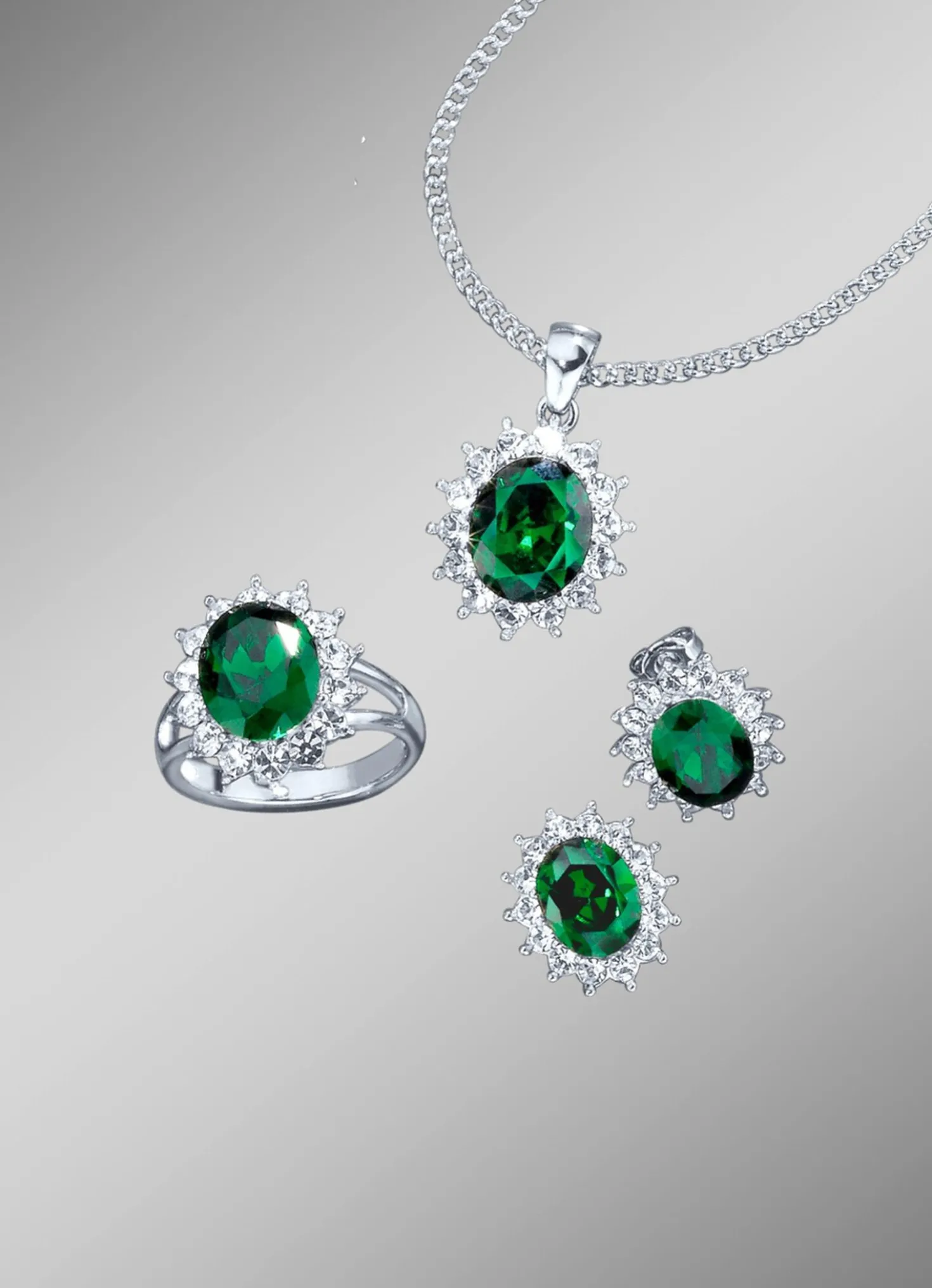 Schmuck-Set, 4-teilig mit Weißgoldauflage