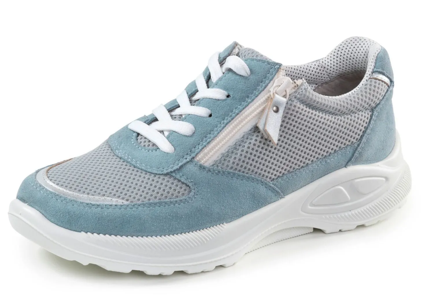 Schnürschuh aus Meshmaterial und Veloursleder