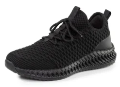 Schnür-Sneaker aus strukturiertem Textilmaterial