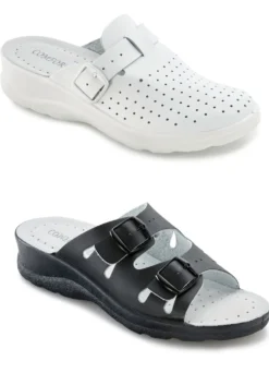 Set: Pantolette in Schwarz und Clog in Weiß