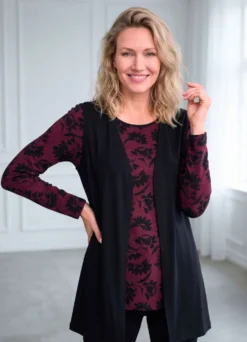 Set, 2-teilig - Shirt mit ärmelloser, verschlussloser Weste