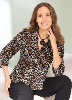 Shirtbluse mit Leo-Print