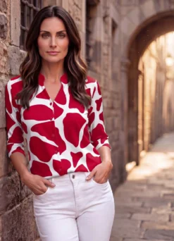 Shirtbluse mit Stehkragen