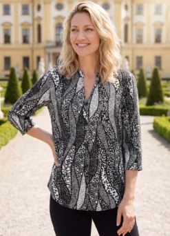 Shirtbluse mit Stehkragen