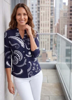 Shirtbluse mit Stehkragen