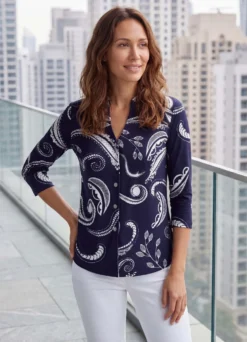 Shirtbluse mit Stehkragen