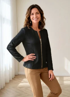 Shirtjacke mit durchgehenden Reißverschluß