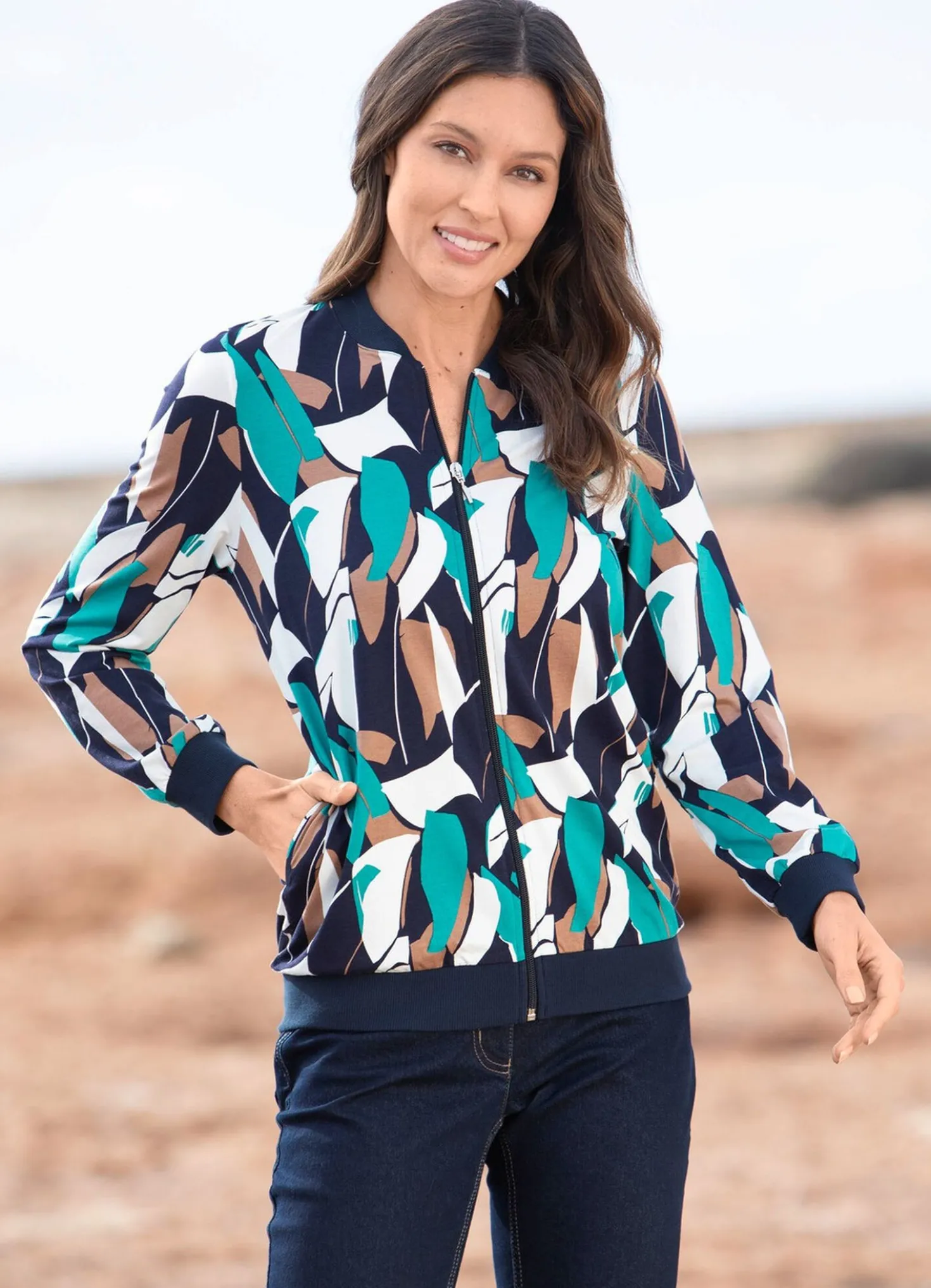 Shirtjacke mit durchgehendem Reißverschluss