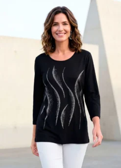 Shirt mit aufwendiger Strasszier