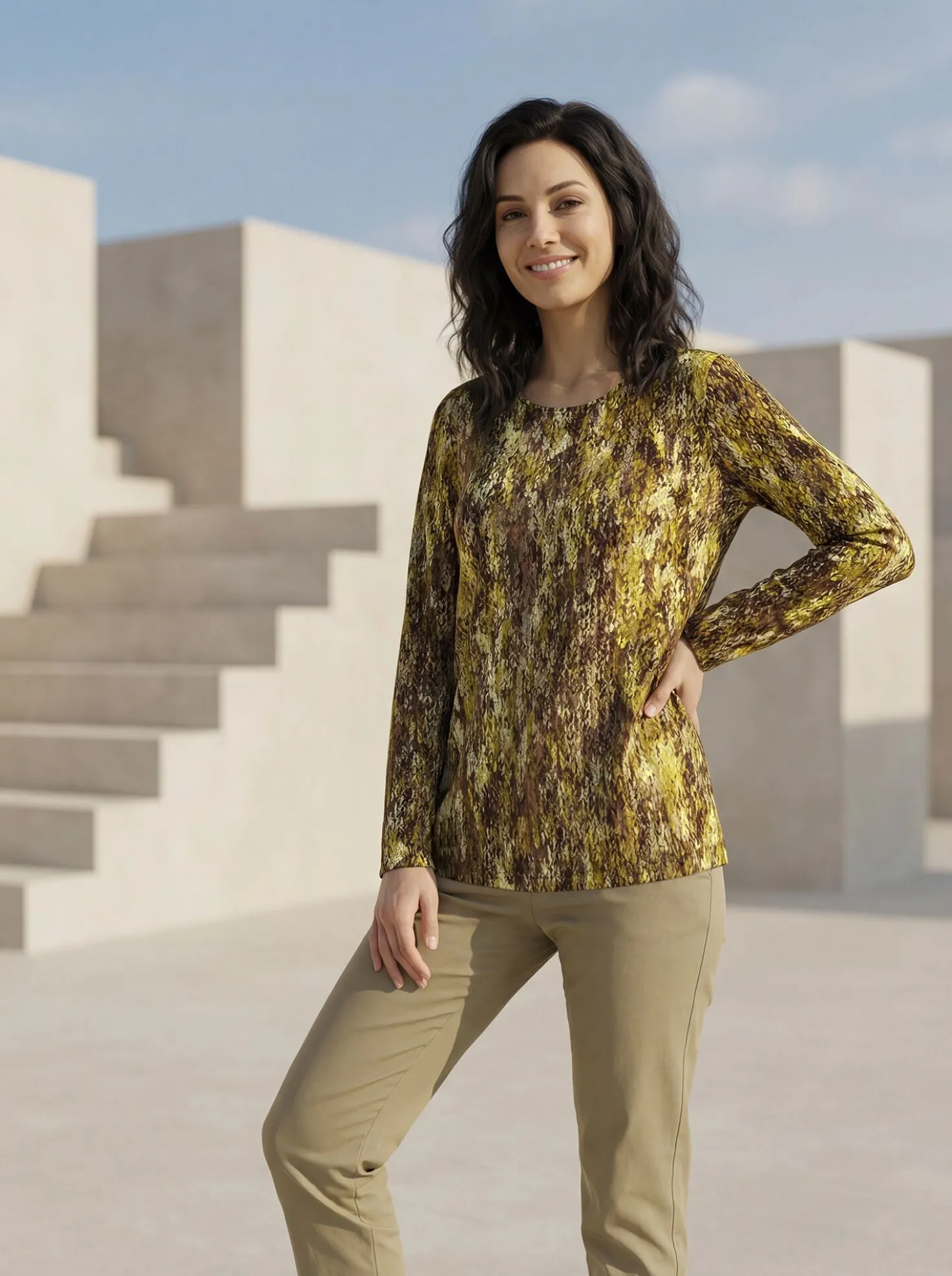 Shirt mit farbbrillantem Allover-Druck