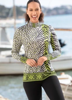 Shirt mit farbbrillantem Allover-Dessin in 2 Farben