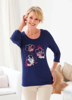 Shirt mit floralem Kontrast-Druck