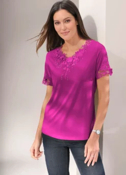 Shirt mit floraler Spitze in 5 Farben