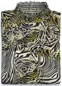 Shirt mit gesmoktem Stehkragen