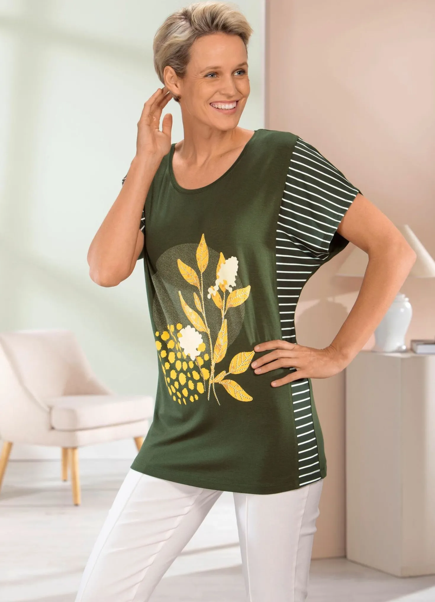 Shirt mit Kontrast-Druck im Vorderteil