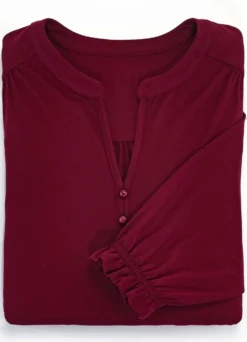 Shirt mit kurzer Zierknopfleiste