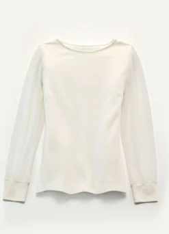 Shirt mit langen, plissierten Chiffonärmeln