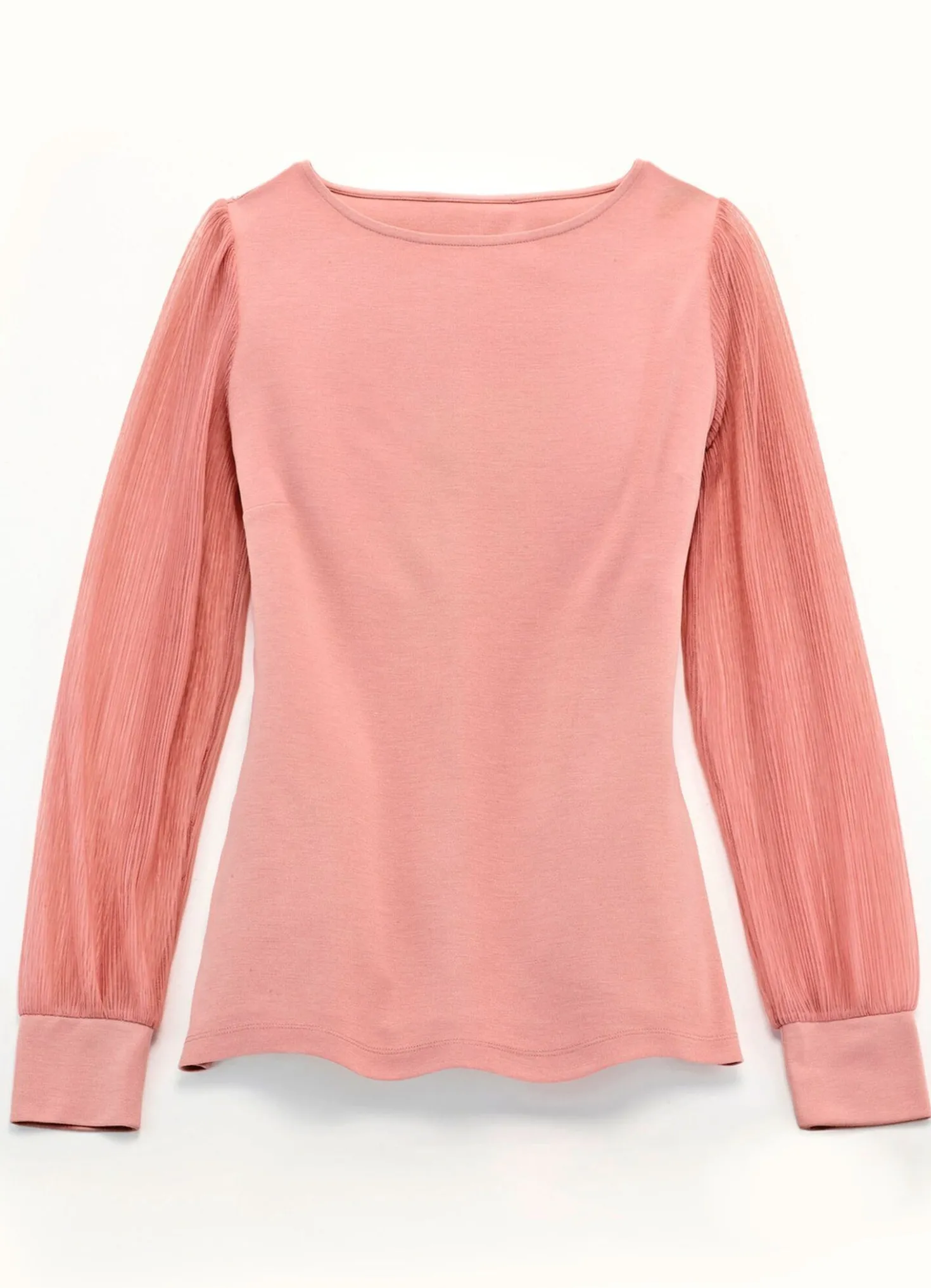 Shirt mit langen, plissierten Chiffonärmeln