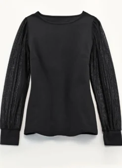 Shirt mit langen, plissierten Chiffonärmeln