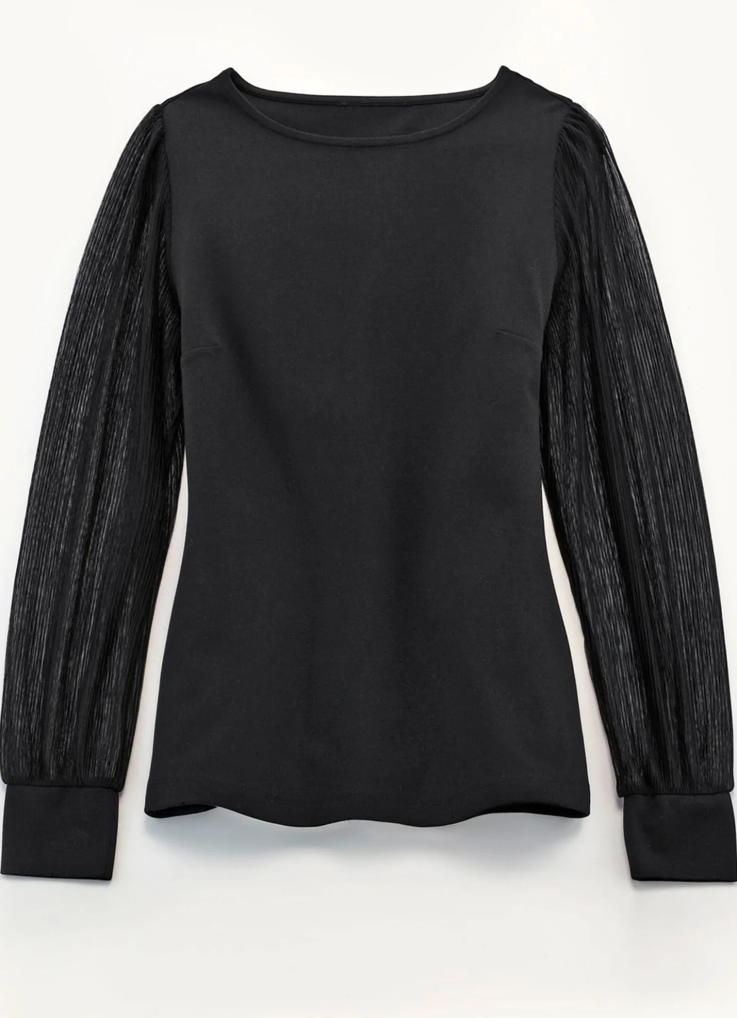 Shirt mit langen, plissierten Chiffonärmeln
