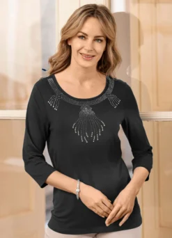 Shirt mit 3/4-langen Ärmeln in 3 Farben