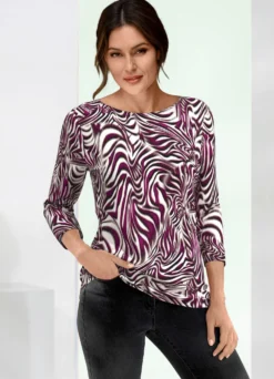 Shirt mit modischem U-Boot-Ausschnitt in 2 Farben