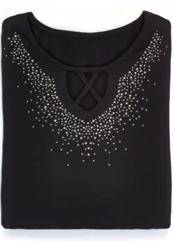 Shirt mit Plättchenzier im Vorderteil
