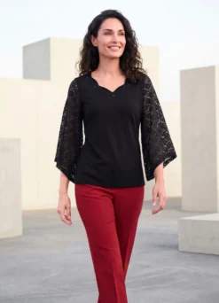 Shirt mit Ärmeln aus Spitze