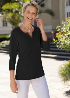 Shirt mit rundem Halsausschnitt in 3 Farben