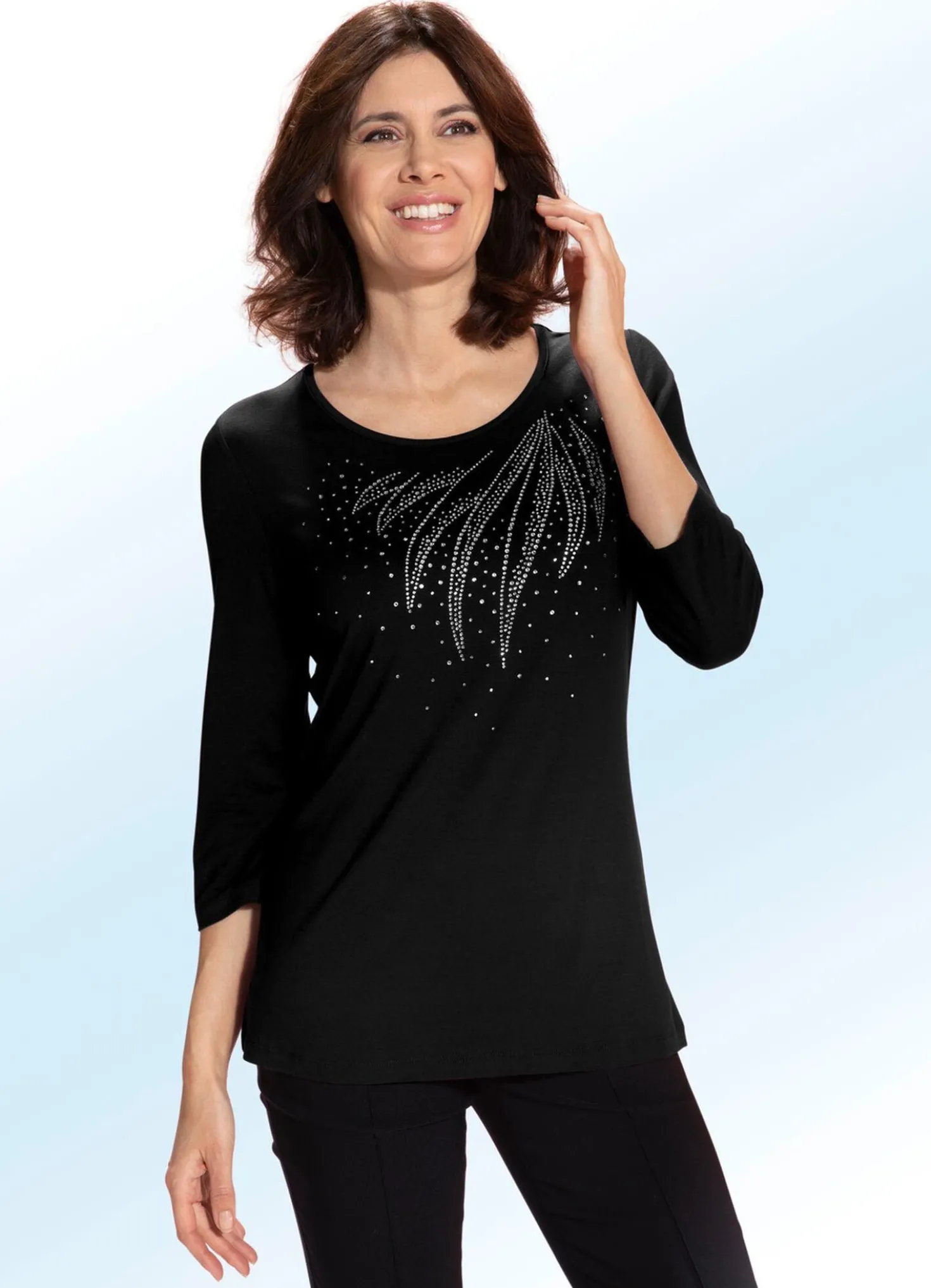 Shirt mit schmückender Steinzier