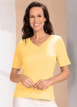 Shirt mit Spitzenverarbeitung