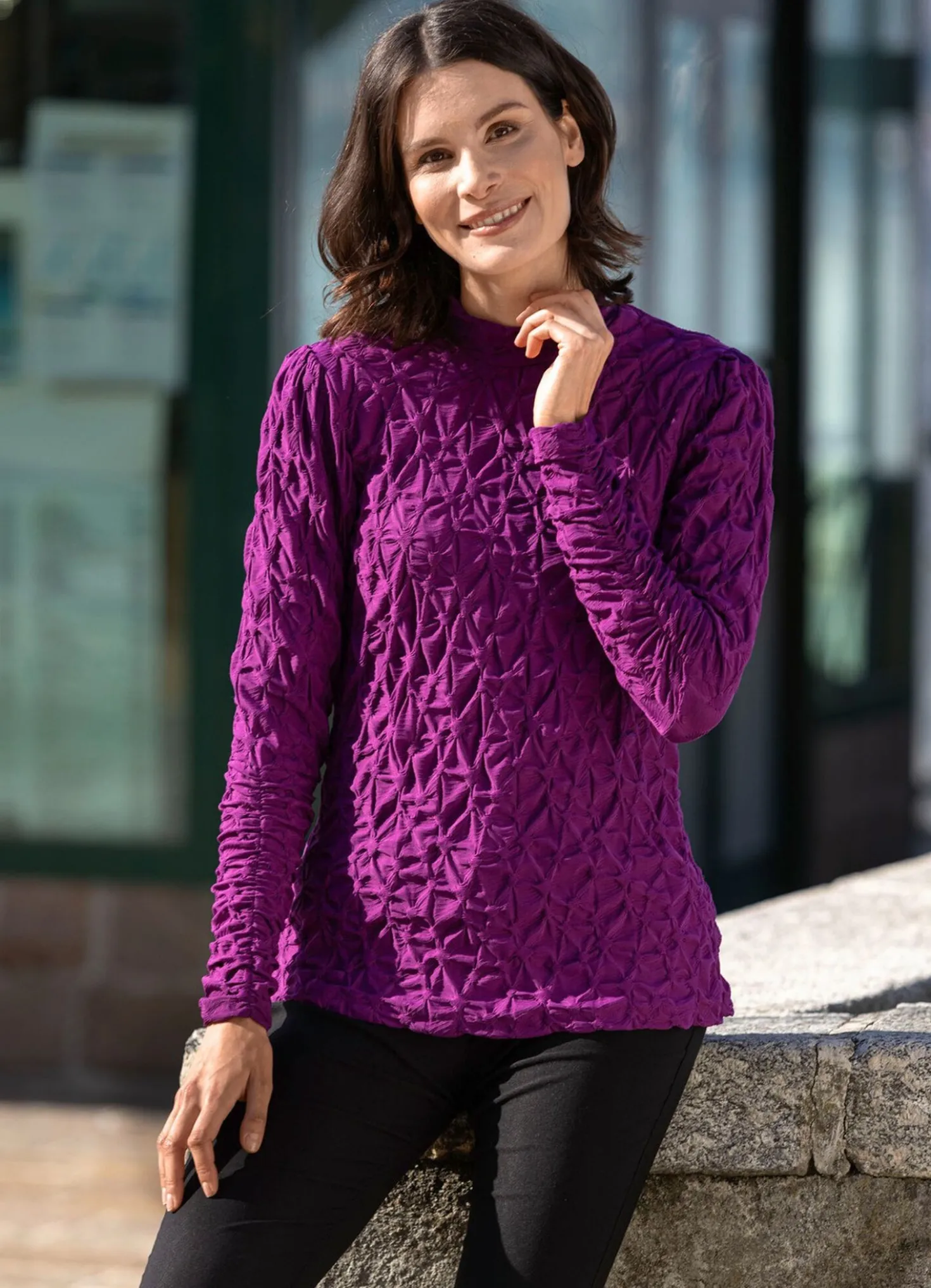 Shirt mit Stehkragen in 2 Farben