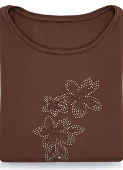 Shirt mit Strass- und Plättchenzier im Vorderteil