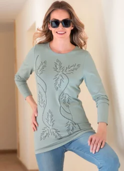 Shirt mit Strass- und Plättchenzier