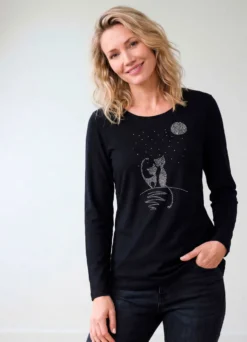 Shirt mit Strasszier im Vorderteil