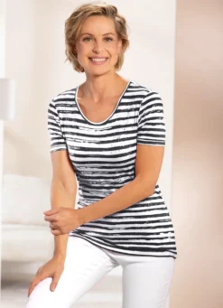 Shirt mit Streifen-Dessin in 2 Farben