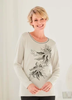 Shirt mit tollem Relief-Kontrast-Druck und Plättchenzier