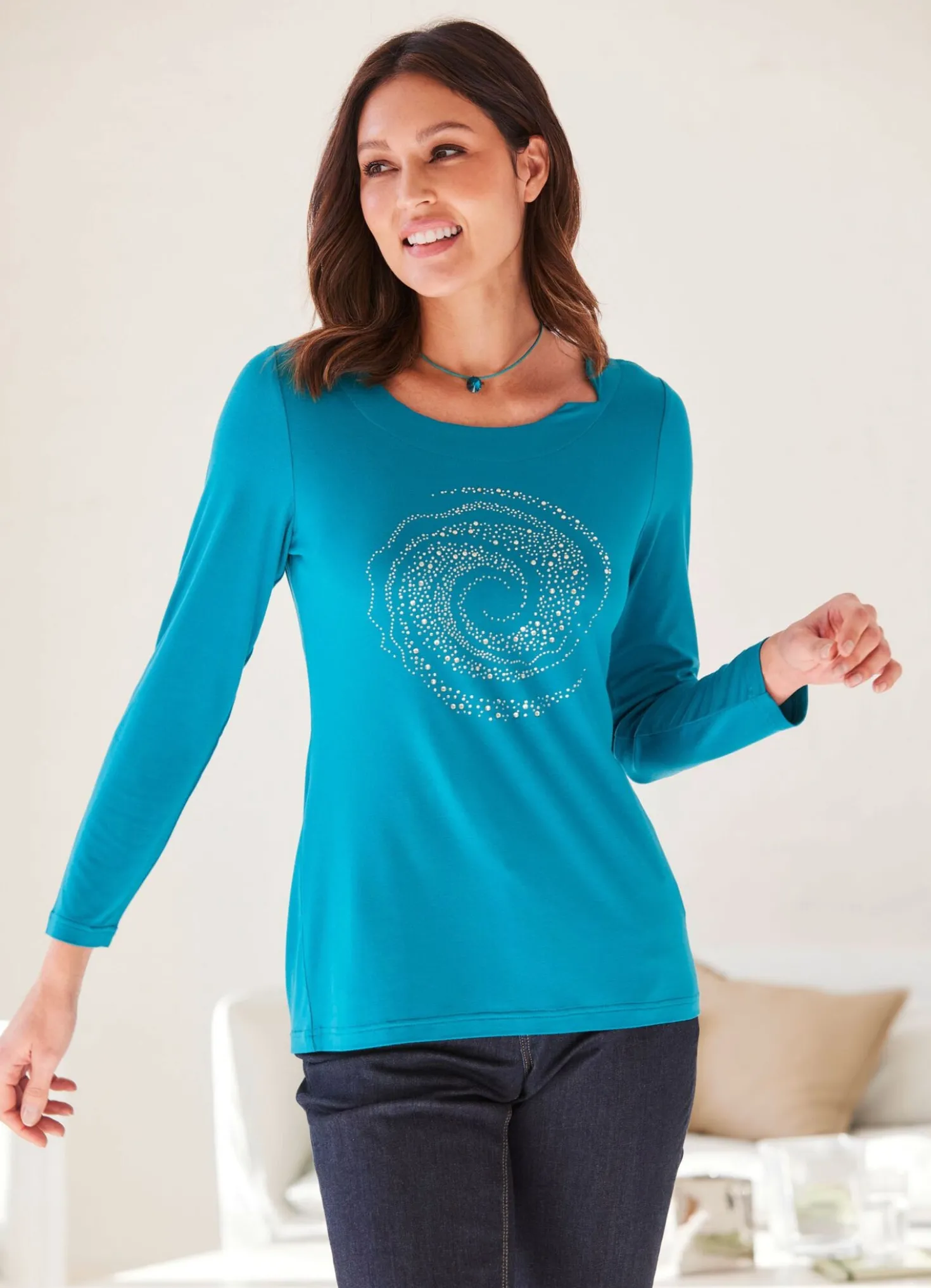 Shirt mit toller Strasszier im Vorderteil