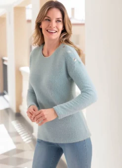Shirt mit Zierknöpfen an der Schulter