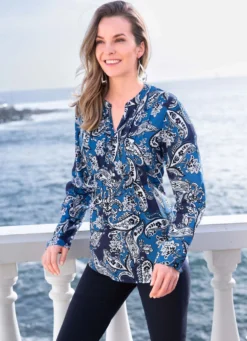 Shirt-Tunika mit dekorativer Fältelung