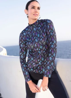 Shirt-Tunika mit Feder-Dessin